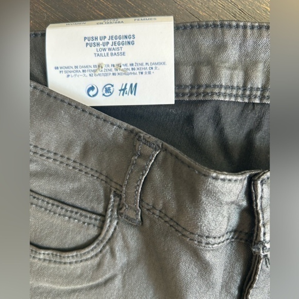 💋NWT H&M Push up jeggings faux leather stretch pants 27/32 - Picture 4 of 8